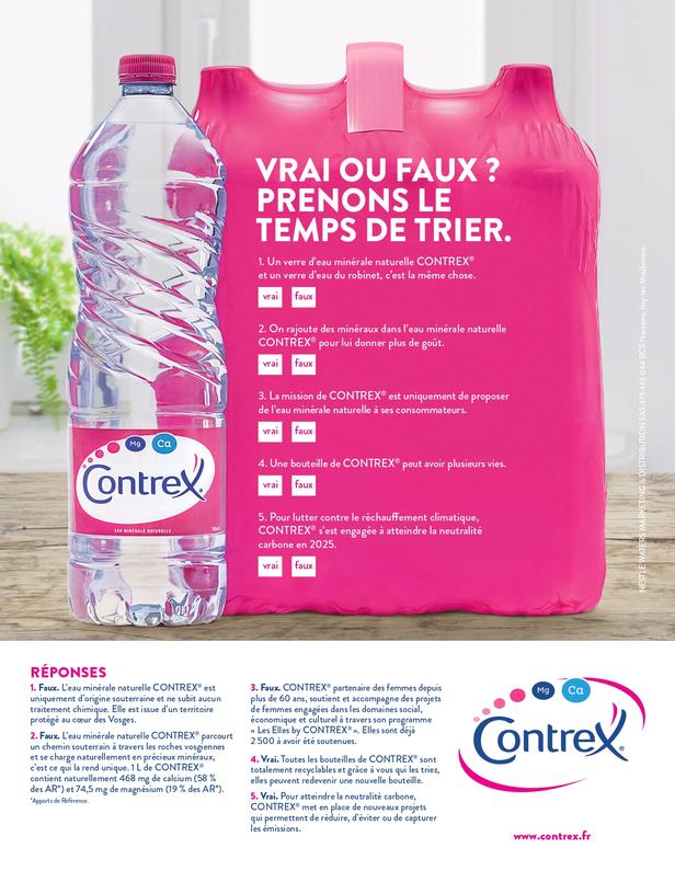 Nestlé Waters France nouvelle campagne presse - Prenons le temps de trier - Contrex
